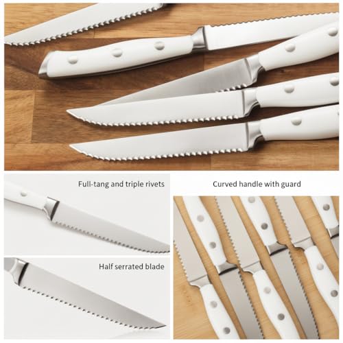 8 Piece White Steak Knives Set (White / 8-Piece)
