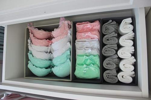 Sock Drawer Organizer 3 Pack (Light Gray)