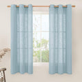 63 Inch Long Linen Sheer Curtains for Bedroom 2 Panels (34"W x 63"L (Pack of 2) / Stone Blue)
