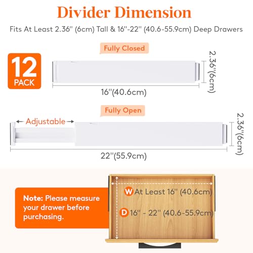 2.36" Upgrade Kitchen Drawer Dividers (2.36"H, 16-22"L)