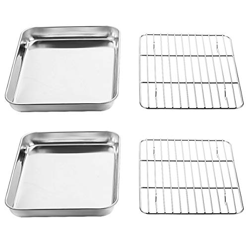 Baking Sheet with Rack Set [2 Sheets + 2 Racks] (9 x 7 x 1 inch)
