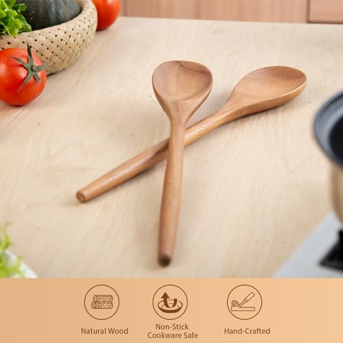 2PCS Wooden Spoons for Cooking (Light Brown(A))