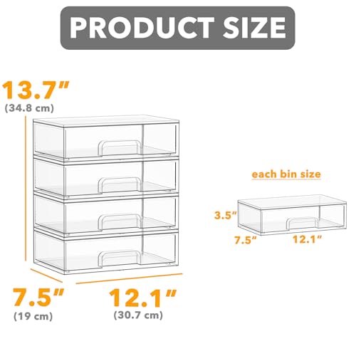 Bottle Storage Organizer Baby (13.7"H, 4 Pack, 4L / Clear)