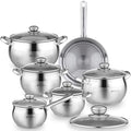 Classic 12 Piece Stainless Steel Cookware Set with Glass Lids (12-pcs Set)
