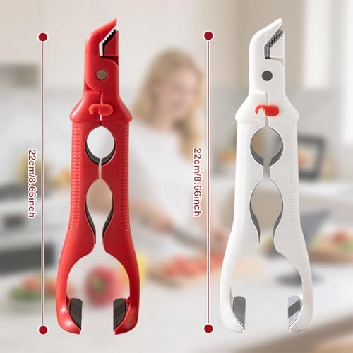 2 Pcs 2-in-1 Silicone Kitchen Clamp with Bottle Opener, Heat Resistant Silicone Tongs, Dual-Head Design for Microwave Air Fryer Steamer, Non-Slip Grip Dish Grabber, Easy Open Jar Lid, Dishwasher Safe (2PCS)