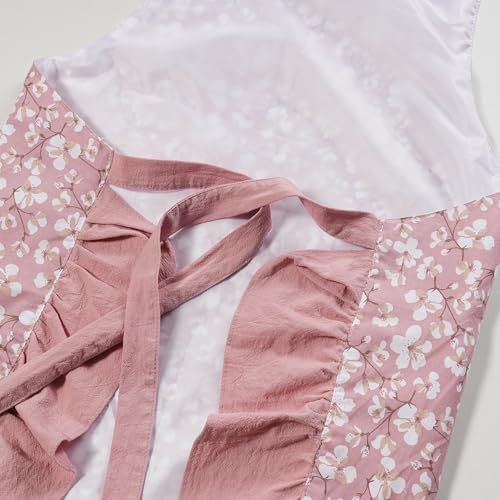 Vintage Floral Apron for Women (Pink Flower)