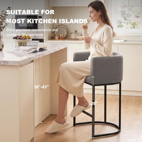 26" H Counter Height Bar Stools Set of 3 (Grey / Set of 3)