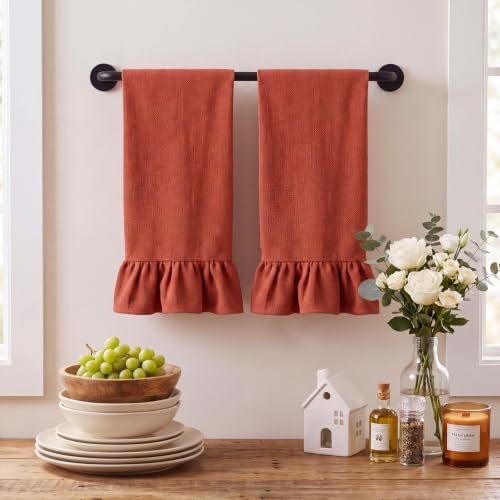 Rust Red Kitchen Towels Set of 2 (Rust Red / Retro)