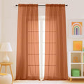 Orange Sheer Curtains for Window 96 Inches Long 2 Panels Set (42"W x 96"L (Pack of 2) / Orange)