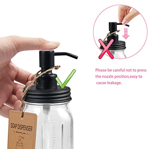 Mason Jar Liquid Soap Dispenser (Black / 4 Pack)