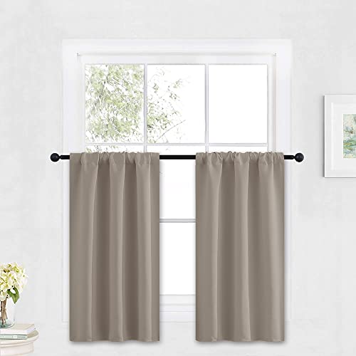 Cafe Blackout Curtains 30 inch Length (Sand / 29"W x 30"L (Pack of 2))