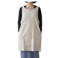 Soft Cotton Linen Apron Solid Color Halter Cross Bandage Aprons Japanese Style X Shape Double Pockets Kitchen Cooking Clothes Gift for Women Chef Housewarming (Beige)