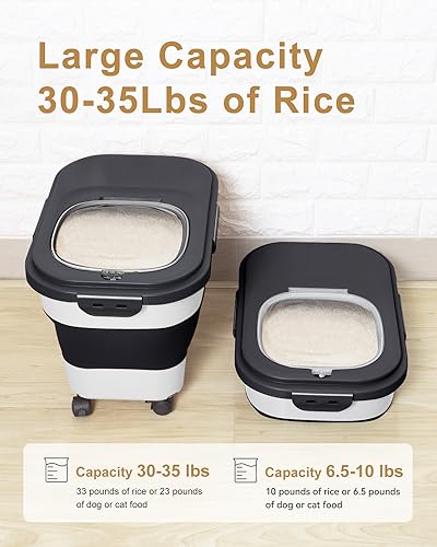 20 30 Lbs Rice Storage Container (Black/20-30LBS)