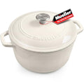 Mueller DuraCast 6QT Enameled Cast Iron Dutch Oven with Lid (6 Quart -Round / Oyster White)