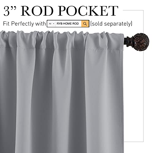 Short Blackout Curtains for Bedroom (Silver Grey / 34"W x 45"L (Pack of 2))