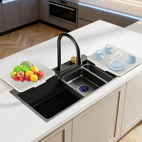 Silicone Dish Drying Mat for Kitchen counter (Cream-2pcs / 15.8" x 13")