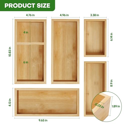Bamboo Drawer Organizer Set (5)
