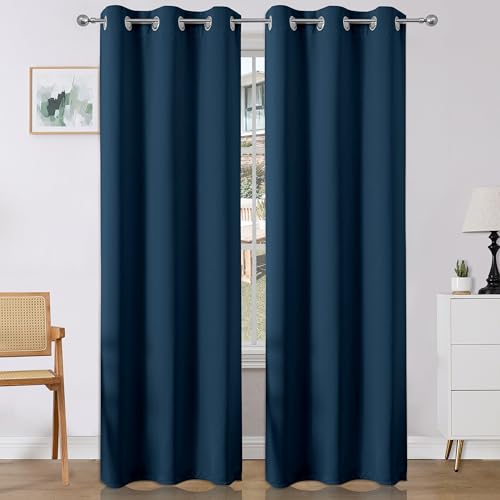 Blackout Curtains 108 Inches Long 2 Panels Set (Navy Blue / 37"W x 108"L (Pack of 2))