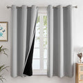 100% Blackout Curtains for Bedroom 63 Inch Long with Black Liner (38"W x 63"L (Pack of 2) / Light Grey)