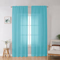Aqua Sheer Curtains for Bedroom Living Room 90 Inches Long (Aqua / 42"W x 90"L (Pack of 2))