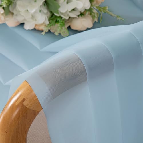 Sky Blue Sheer Curtains for Bedroom 54 Inch Length 2 Panels (Sky Blue / 40"W x 54"L (Pack of 2))