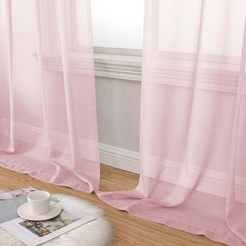 Extra Long Blush Sheer Curtains for Bedroom Living Room 108 Inches Long 2 Panels Set (Blush / 59"W x 108"L (Pack of 2))