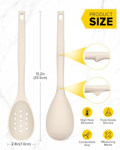 Pack of 2 Silicone Cooking Spoons (Khaki)