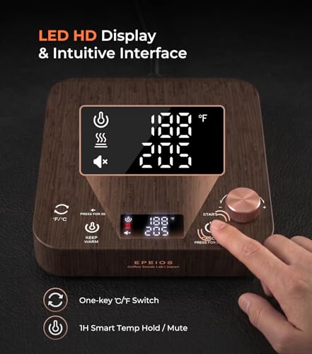 Gooseneck Electric Kettle ±1°F Temp Control (Black Walnut)