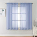 Sheer Curtains 63 inch Length 2 Panels Set for Bedroom Living Room (Demin Blue / 42"W x 63"L (Pack of 2))