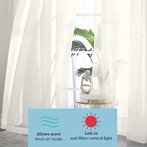 Extra Long Sheer Curtains 120 Inches Long (Ivory / 42"W x 120"L (Pack of 2))