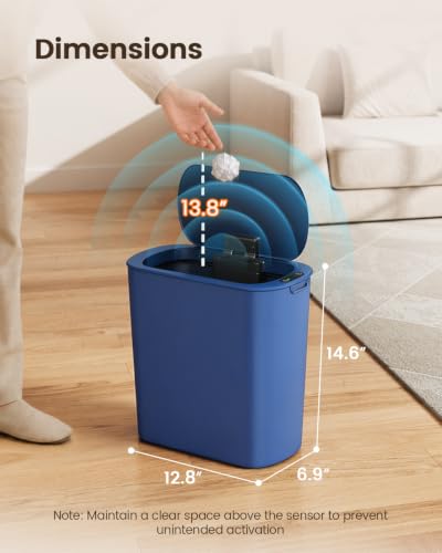 5 Gallon Automatic Bathroom Trash Can with Lid (Blue)