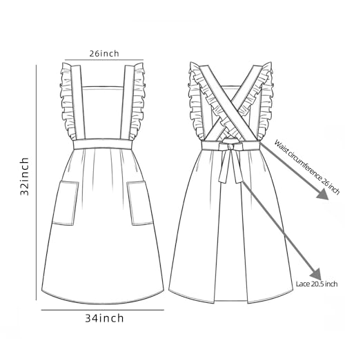 Vintage Women Pink Apron Dress (Red)