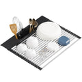 Roll Up Dish Drying Rack Over Sink (Black（17.5" X 15.2"）)
