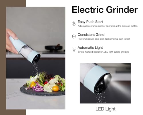 Electric Pepper Grinder and Salt Mill Set (Morning Haze)