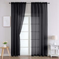 Black Sheer Curtains 90 Inches Long 2 Panels Set for Bedroom Living Room (Black / 59"W x 90"L (Pack of 2))