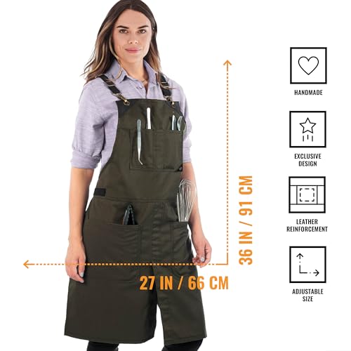 Cross Back Chef Apron (Moss Green)