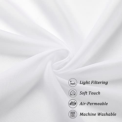 White Sheer Curtains 54 Inch Long 2 Panels Set (White / 42"W x 54"L (Pack of 2))
