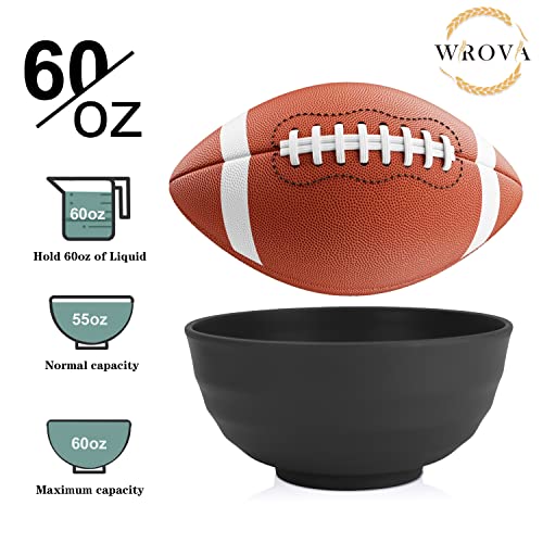 Wheat Straw Bowls Set 60 OZ Unbreakable Large Cereal Bowls Set of 6 Microwave and Dishwasher Safe Bowls Big Bowls for Camping and Picnic BPA Free Soup Bowl for Serving Oatmeal and Salad. Black (60 oz / Black)