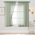 Sage Green Sheer Curtains 63 Inch Length 2 Panels (42"W x 63"L (Pack of 2) / Sage Green)