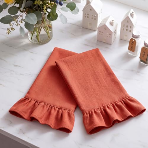 Rust Red Kitchen Towels Set of 2 (Rust Red / Retro)