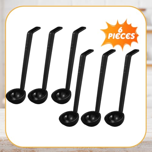 6 Pcs 1 Oz Small Ladle for Serving Sauce 8.07 Inches Plastic Mini Ladles Long Handle Spoon for Serving Sauce (Black / 8.07 Inch)