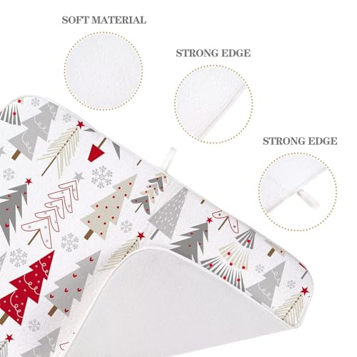 Christmas Decor Dish Drying Mat 18 x 24 inch Geometric Colorful Christmas Tree Pine Trees Decorative Drying Mats Microfiber Absorbent Dish Washable Draining Mat for Kitchen Counter (24" x 24" / Christmas1)