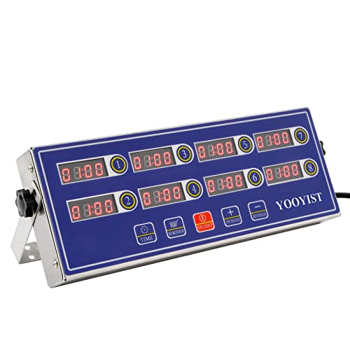 Professional Commercial 8 Channel Multiple Kitchen Timers Digital Calculagraph Programmable Loud for Restaurant Food Fryer Baking Cooking Stainless Steel Heavy Duty (Blue)