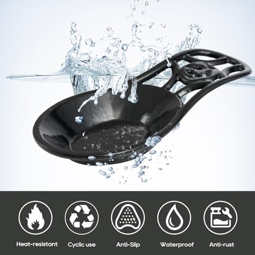 Cast Iron Spoon Rest (Black / Floral Scrollwork)