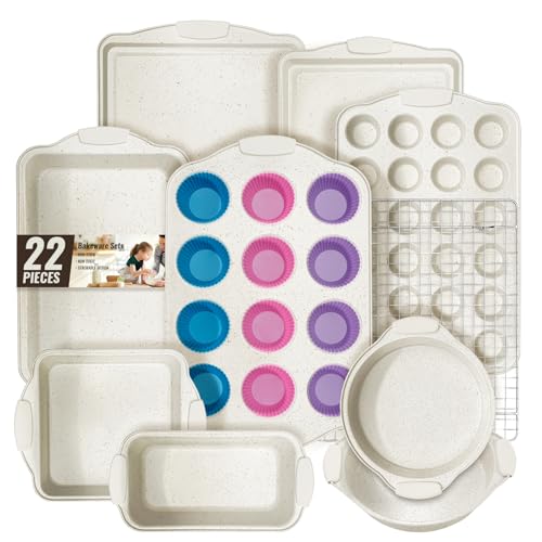 Baking Pans Set Nonstick (Cream)