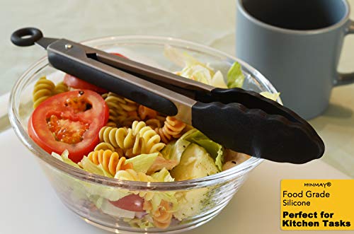 Serving Tongs 9" Cooking Tongs with Silicone Tips (Black)