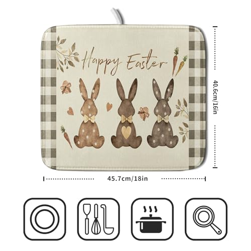Happy Easter Dish Drying Mat for Countertop (18" x 16")