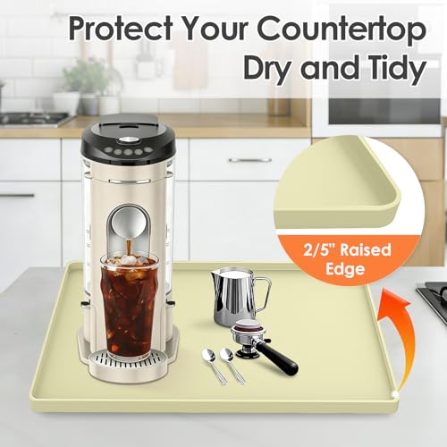 Silicone Coffee Maker Mat with Lip for Countertops 15.7''x11.8'' Sage Green (Sage Green / 15.7'' x 11.8'')