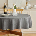 Waterproof Faux Linen Tablecloth 60 Inch (Dark Grey / 60" (Round))