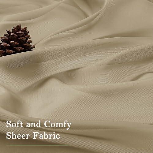 Taupe Sheer Curtains 63 Inch Length 2 Pcs (Taupe / 59"W x 63"L (Pack of 2))
